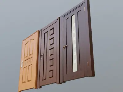 contemporary architecture doors Low-poly 3D model