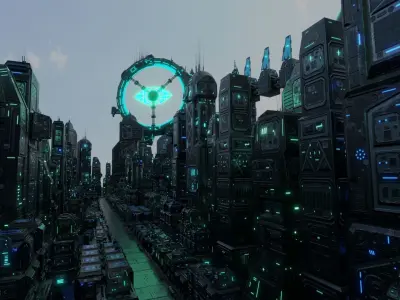 Future Tech Megacity Low-poly 3D model
