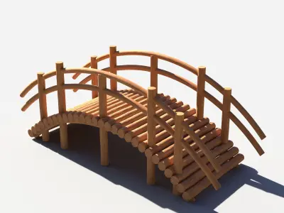 Arch Wooden Footbridge 01 Game Ready Low-poly 3D model
