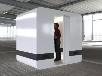 Modern Photo Booth Kiosk 3D Model  Interactive Self Photo Booth 3D model