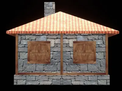 medieval house low poly village town residential game ready 39 Low-poly 3D model