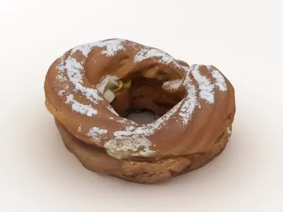 Bagel donut with powdered sugar 3D model