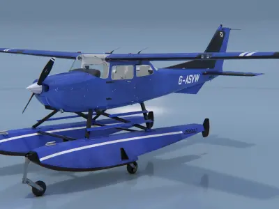  Amphibious Aircraft Cessna 172 Rigged for Maya 
