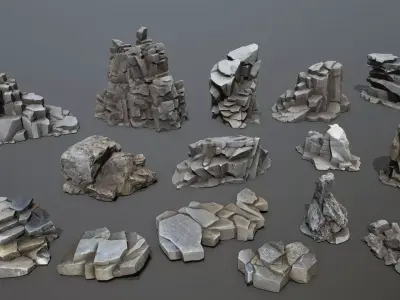sea rocks Low-poly 3D model