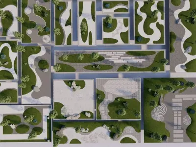 pack park-public park-pack Landscape 3D model