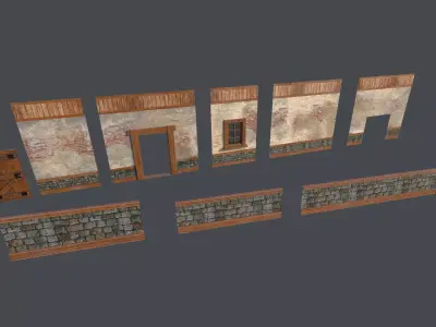 Modular Medieval Interior pack Low-poly 3D model