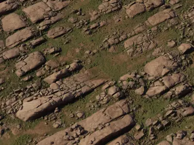Rocky Plateau With Grass Strips Texture
