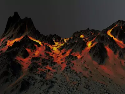 Volcano Terrain Low-poly 3D model