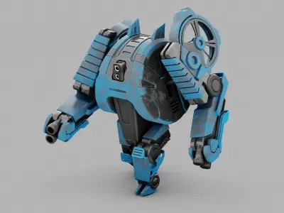 Military robot rigged animated character 3D model