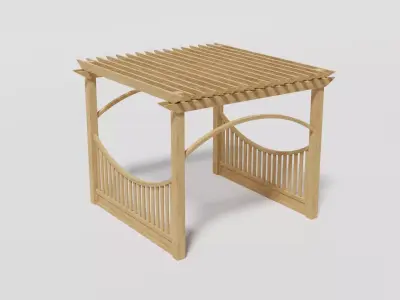 Wooden Garden Pergola 4 Low-poly 3D model