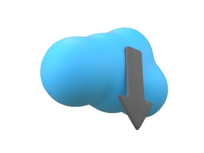 Cloud Download Icon v1 001 Low-poly 3D model