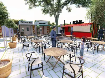 Conta courtyard with tables and chairs 3D model