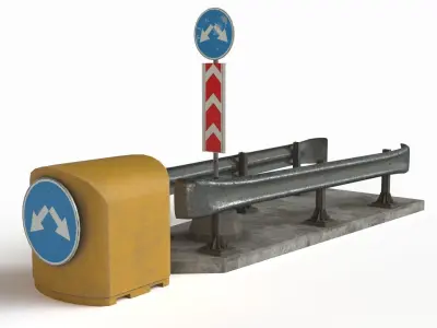 Road safety barrier Low-poly 3D model
