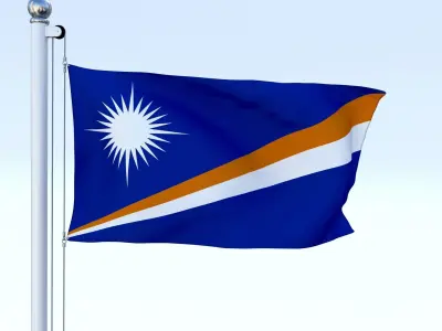 Animated Marshall Islands Flag Low-poly 3D model