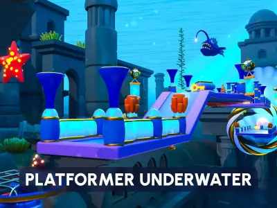 Platformer 12 Underwater Low-poly 3D model