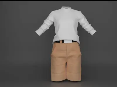 street shirt and short model in Marvelous Designer Low-poly 3D model