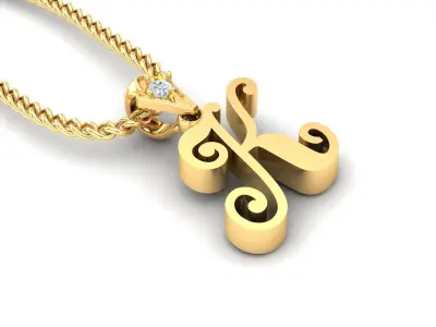 Light Gold Fancy Font Pendant K 3D print model