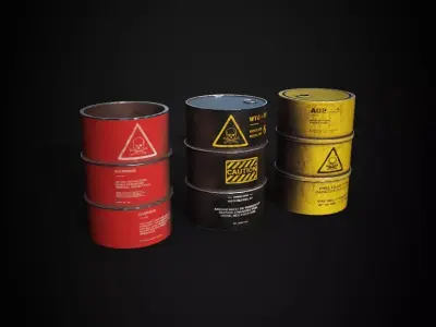 Low Poly Oil Barrel Pack AAA PBR Game Ready Unity  Unreal Low-poly 3D model