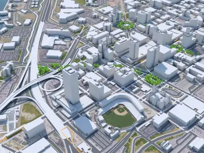 Buffalo Downtown New York USA Low-poly 3D model