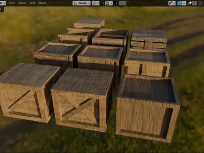 Props Wooden Crate - Kit 005 Low-poly 3D model