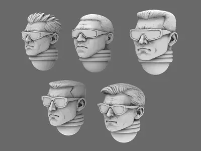 Space Knights Cool Shades Exposed Heads 3D print model