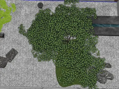 New Chinese - style Zen Courtyard Landscape Design 3D model