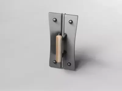 Modern Industrial Door Handle with Wooden Grip 3D model
