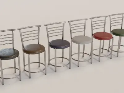 Stainless Steel Artificial Leather Chair Low-poly 3D model