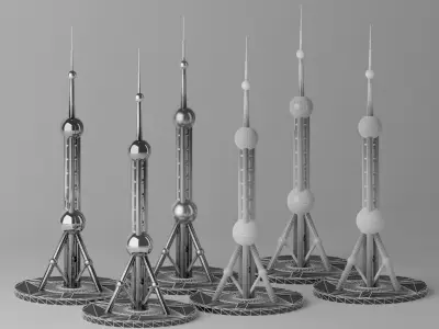 Shanghai Oriental Pearl TV Tower Low-poly 3D model