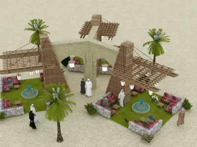 Arabic Pergola Island Design 3D model