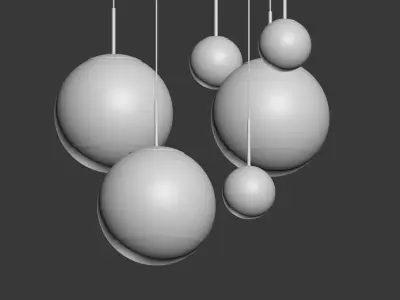 Mirror Ball Pendant Chrome and Gold Light Set 3D model