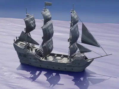 Pirate Ship Tabletop Terrain 28 mm 3D print model