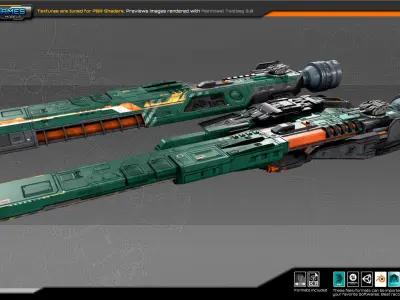 Federation Corvette GK5 Low-poly 3D model