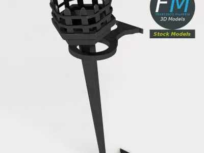Dungeon iron torch Low-poly 3D model