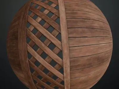 Classic Wooden Lattice Screen PBR Seamless Texture