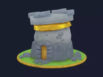Lowpoly Turret Medieval Tower Free low-poly 3D model