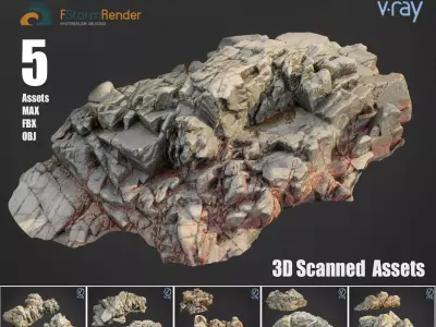 Cliff pack F bundle 3D model