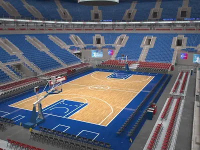 Basketball - NHL - IIHF Ice Hockey arena 3D Model Pack