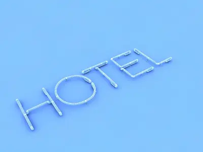 Hotel Neon Sign Low-poly 3D model
