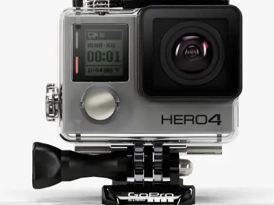 GoPro HERO4 Silver Edition action camera with Waterproof Housing Low-poly 3D model