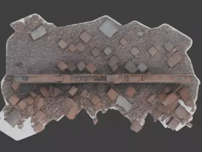 Urban Destroyed Wall 3D Model Low-poly 3D model buy