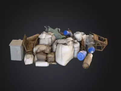 Rural garbage old game style highpoly 3D model