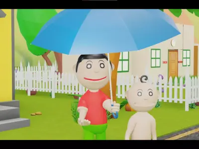 Cartoon Boy 3d model Low-poly 3D model