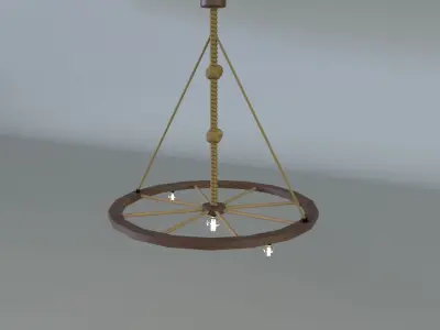 Wooden Chandelier 3D model buy