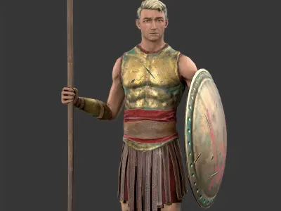 Roman warrior Low-poly 3D model