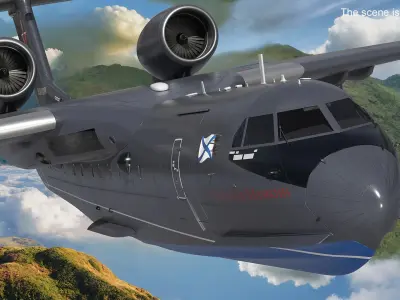  Be 200 Amphibious Aircraft Rigged for Cinema 4D 