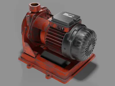  Rusty Barrels on Pallets and Old Centrifugal Pump 