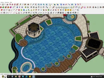 3d model of outdoor swimming pool 3D model
