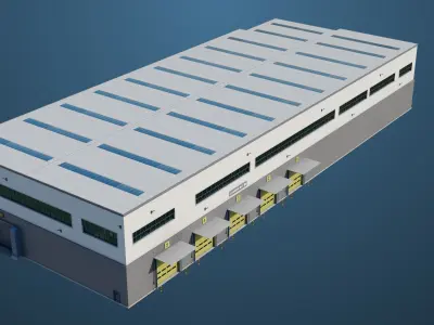 Logistic Cargo Warehouse Interior and Exterior All PBR Textures 3D model