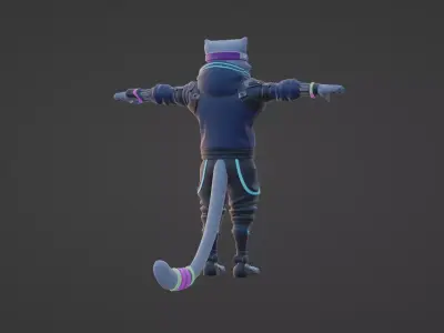 Cyberpunk Cat 3D Character Model For Unity3D And Unreal Ready   Low-poly 3D model